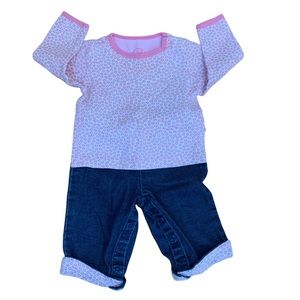Old Navy Pink Shirt and Jeans Outfit Baby Size 6-12 M